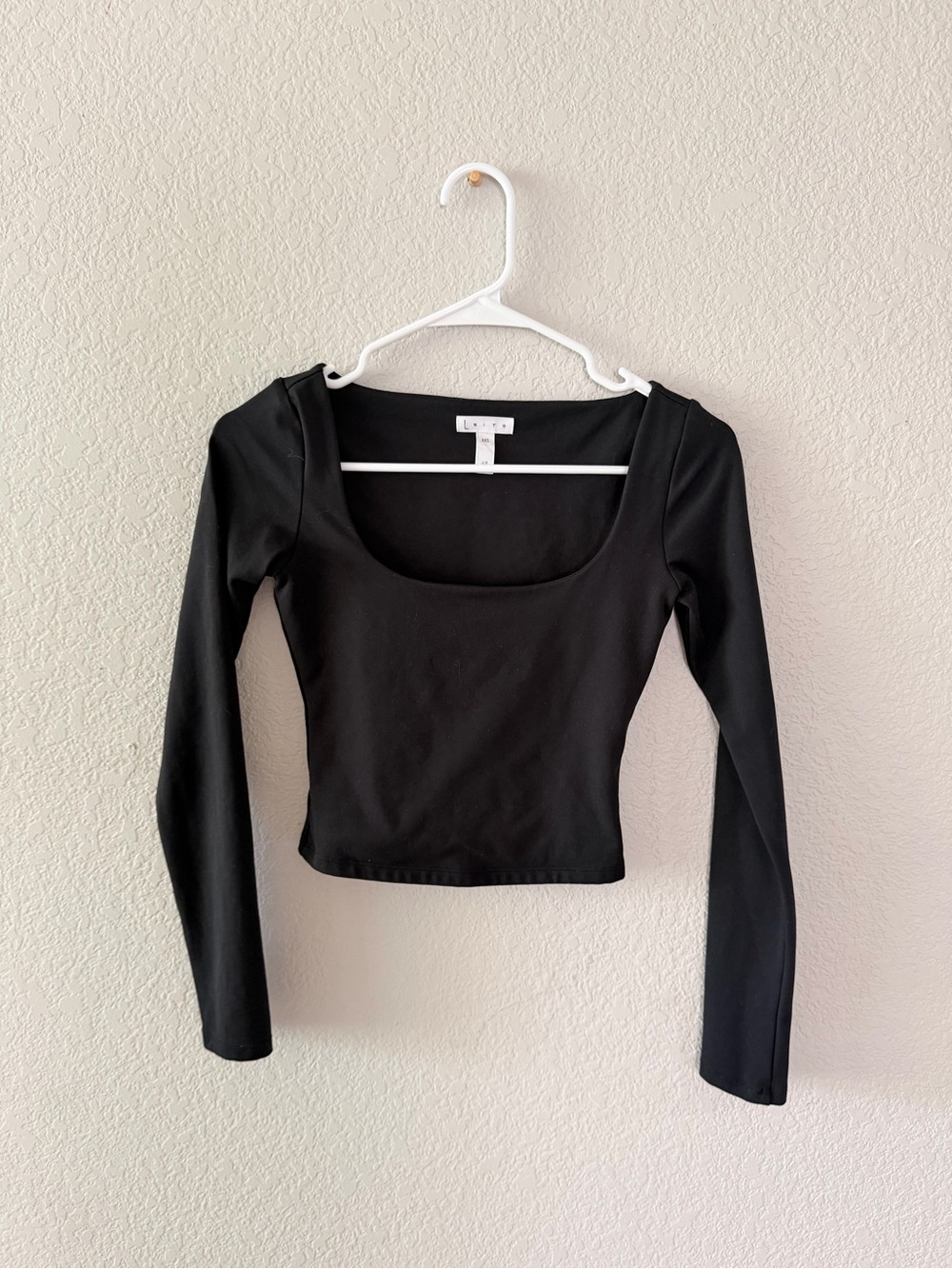 Black Long-Sleeve Scoop Neck Women's Top